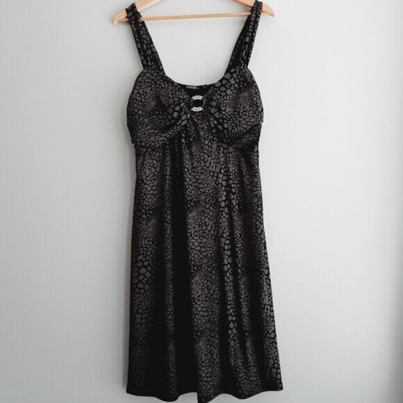 GEORGE Stretchy Fitted Babydoll Style Mini Dress Abstract Animal Print Sz XL - Picture 15 of 15